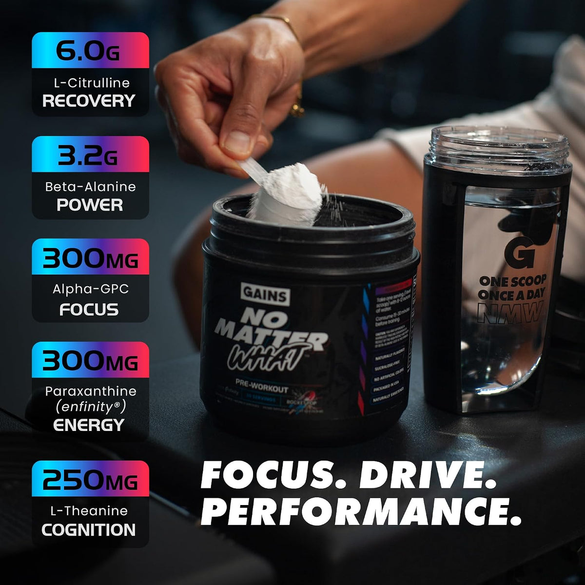 Gains in Bulk No Matter What Pre Workout Powder, Rocket Pop, 30 Servings
