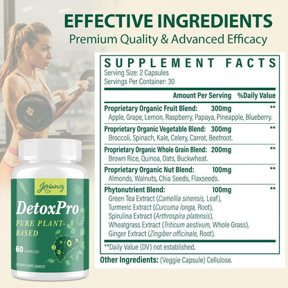 1000 MG Detox & Cleanse Capsules, 26-in-1 Plant-Based Formula for Detoxification, Detox Supplement for Women & Men, Natural Trace Binder, Liver, Antioxidant & Digestive Function, Vegan, 120 Counts