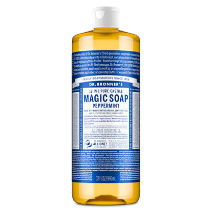 Dr. Bronner's Pure-Castile Magic Liquid Soap - Made with Regenerative Organic Certified Oils- 18-in-1 Uses for Face