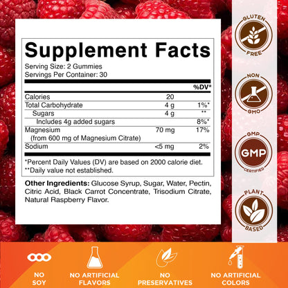 Vitamatic Magnesium Gummies 600mg per Serving – 60 Vegan Gummies – Relaxation, Muscle, Bone & Energy Support – 3 Pack