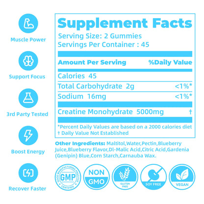 novomins Creatine Monohydrate Gummies 5000mg for Men & Women, Chewables Creatine Monohydrate for Muscle Strength, Muscle Builder, Energy Boost, Pre-Workout Supplement