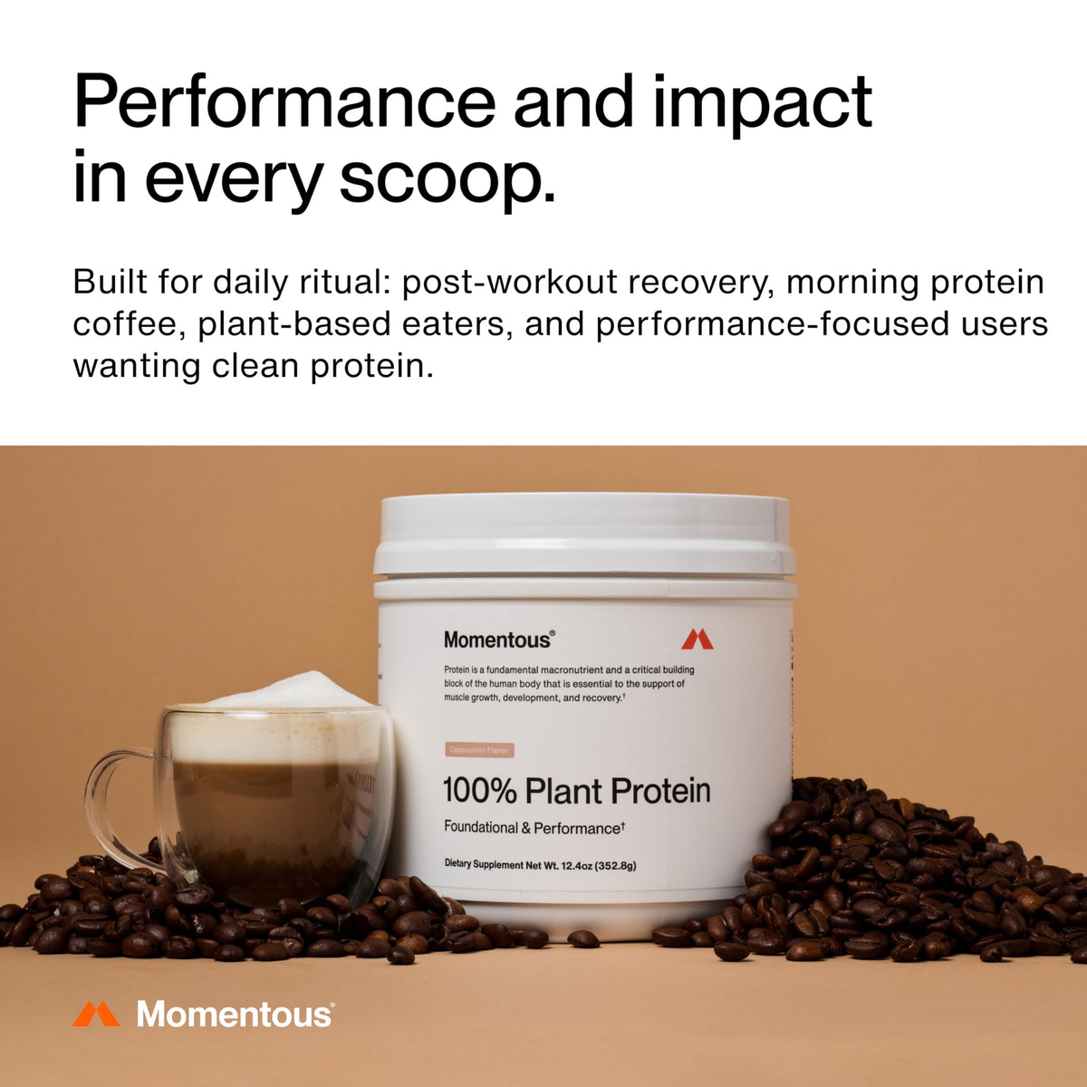 Momentous Vegan Protein Powder, 20g Pea & Rice Blend Protein, Chocolate | Complete Amino Acid Profile to Support Lean Muscle Growth, NSF Certified for Sport, Non-GMO & Gluten-Free (22 Servings)