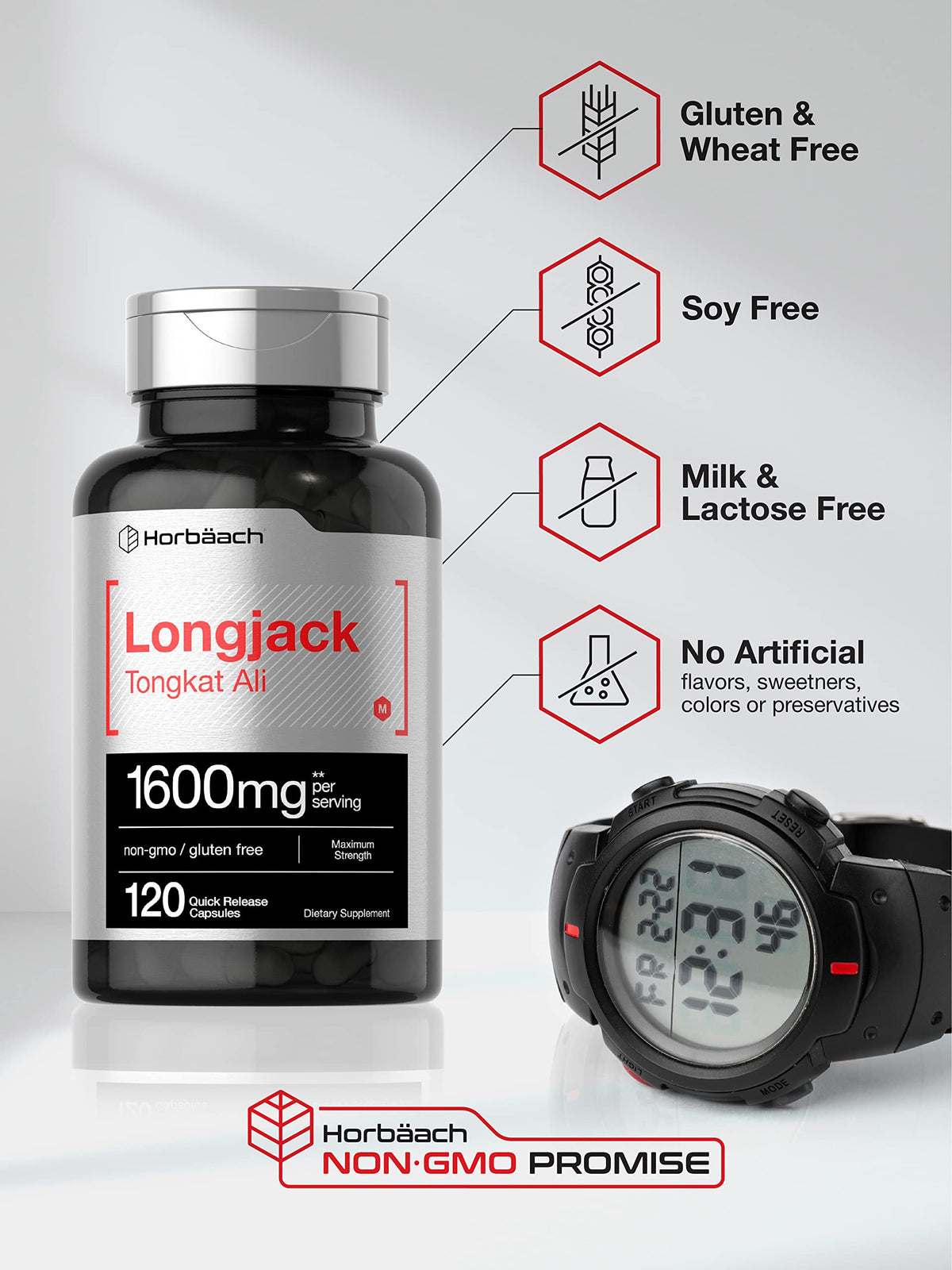 Horbäach Longjack Tongkat Ali for Men and Women | 120 Capsules | Extract Supplement | Maximum Strength Pills