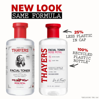 THAYERS Alcohol-Free Rose Petal Witch Hazel Facial Toner for Glowing Skin, Soothing
