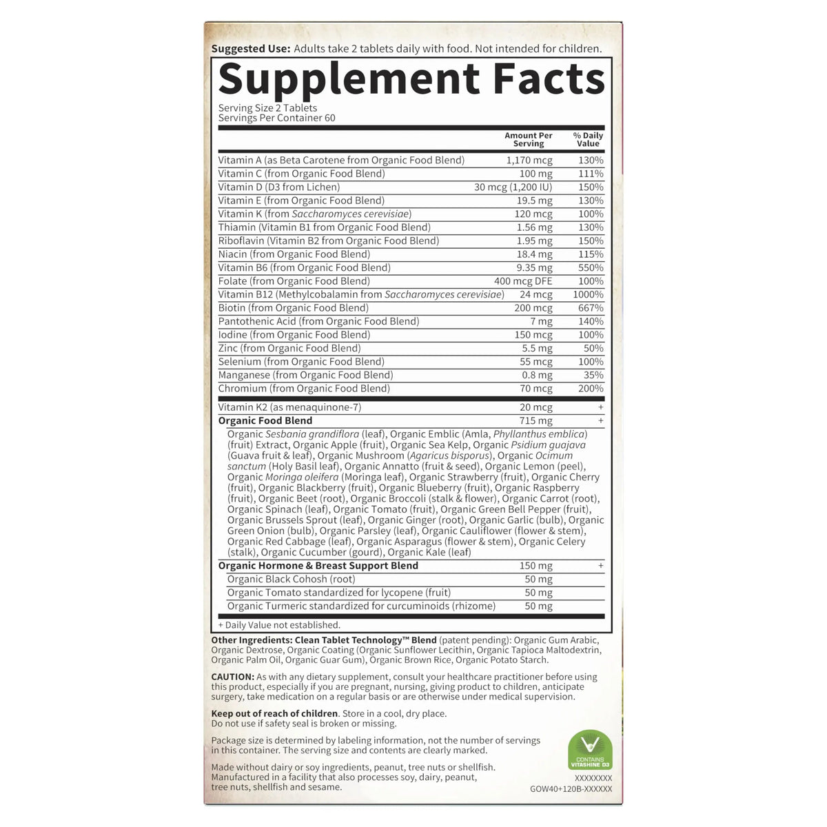 Garden of Life Multivitamin for Women 40 Plus, Organics Womens Vitamins, Hormone & Breast Health Support Blend Garden of Life