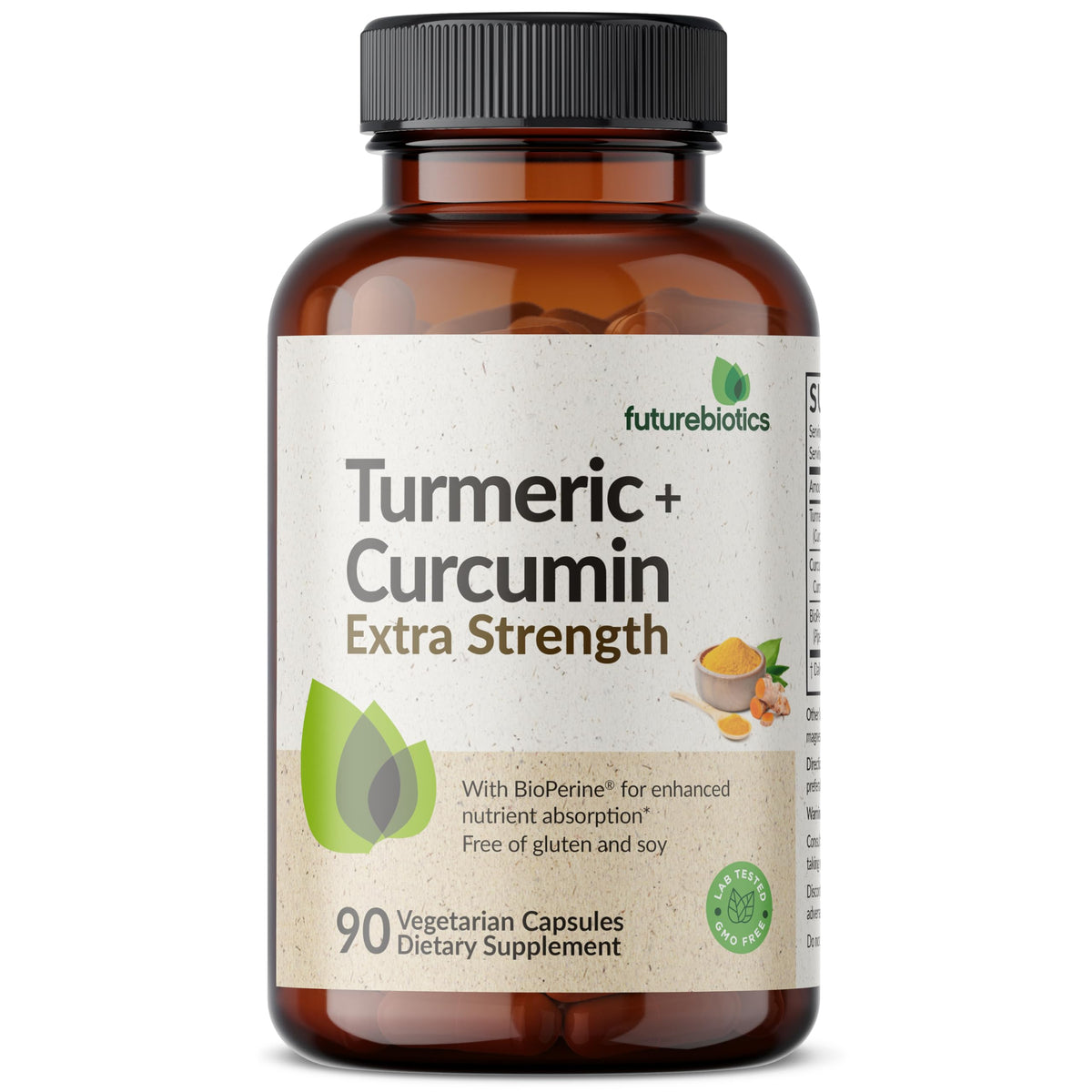 Futurebiotics Turmeric + Curcumin, Antioxidant, Joint & Digestion Support with BioPerine for Enhanced Nutrient Intake, Non-GMO, 90 Vegetarian Capsules