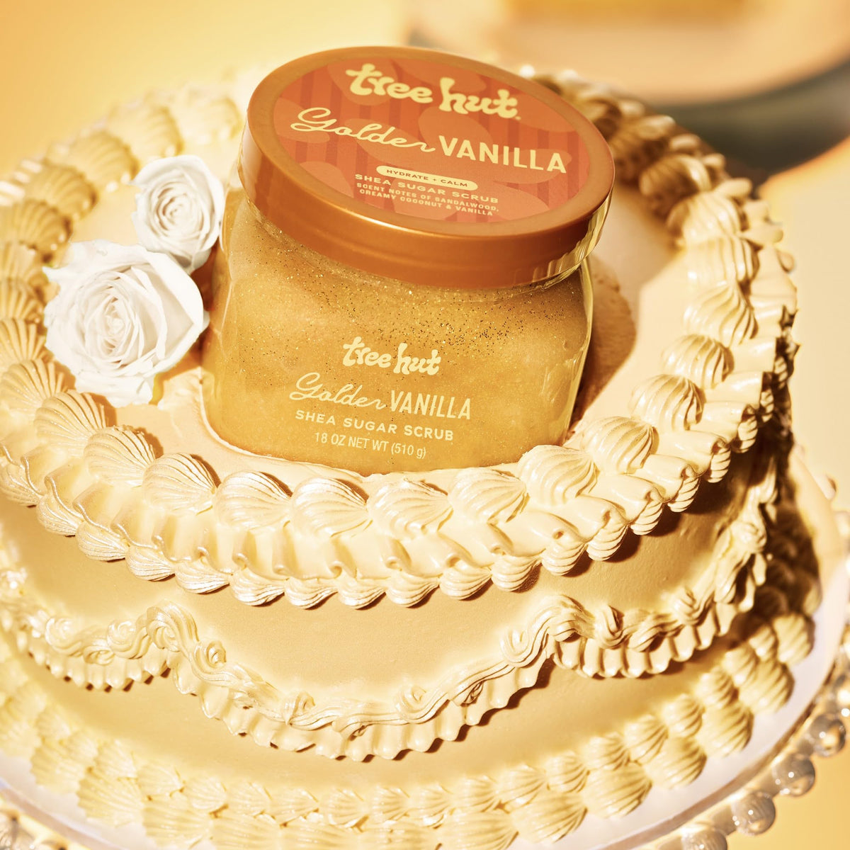 Tree Hut Golden Vanilla Shea Sugar Scrub, Exfoliating, Hydrating & Moisturizing Body Scrub with Shea Butter & Natural Oils