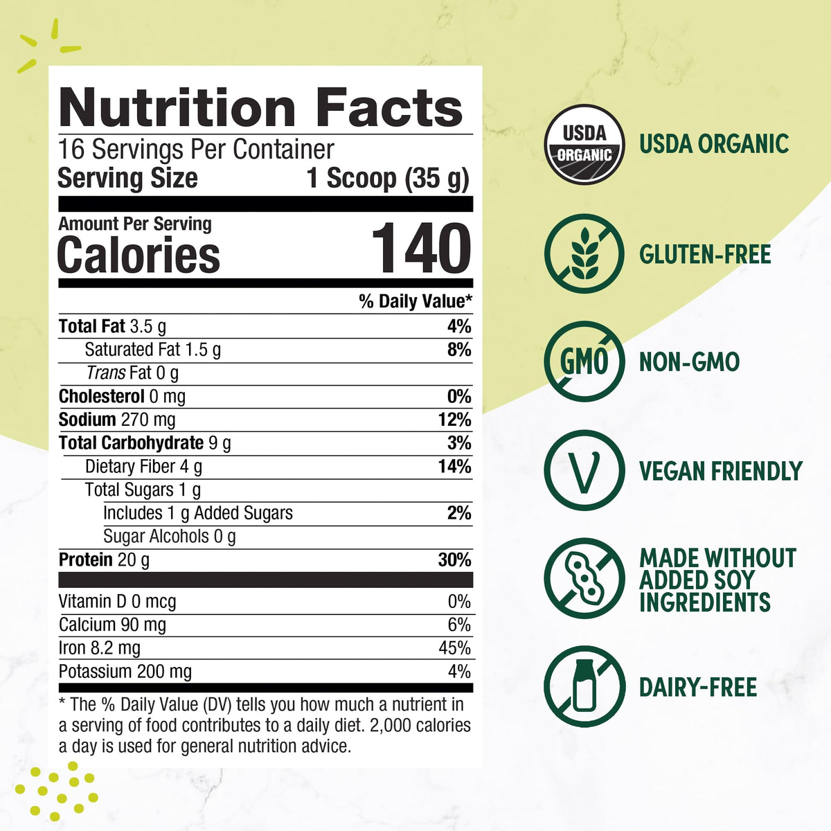 Purely Inspired Plant-Based Protein Powder for Men & Women, Rich Decadent Chocolate (16 Servings) - Vegan & Organic - 20g of Pea Protein Powder for Smoothies & Shakes