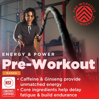 Gnarly Nutrition Gnarly Whey Grass-Fed Protein Supplement, Vanilla (32.0oz) Preworkout Mango (14.82oz)