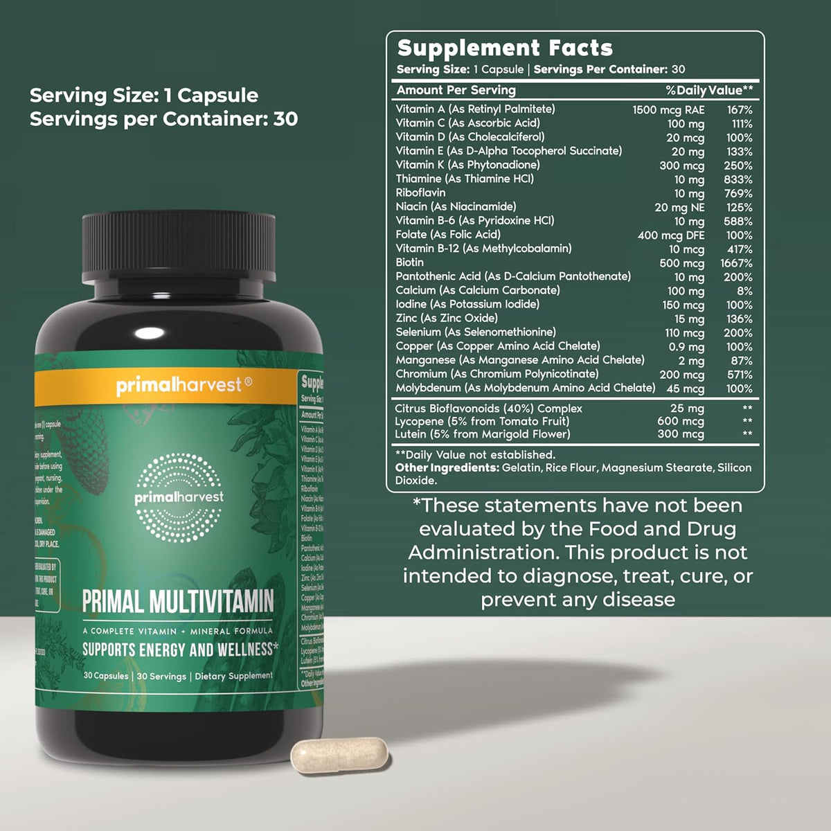 Primal Harvest Gut Restore & Multivitamin Supplements for Women and Men Multi Vitamin Capsules and Colon Cleanse Pills Bundle