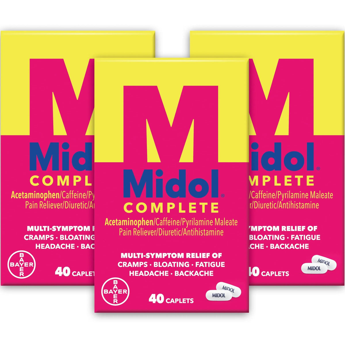 Midol Complete Menstrual Pain Relief Caplets with Acetaminophen for Period Cramps, and Menstrual Symptom Relief - 40 Count (Pack of 3) (Packaging May Vary) MidolBuy Supplements Australia