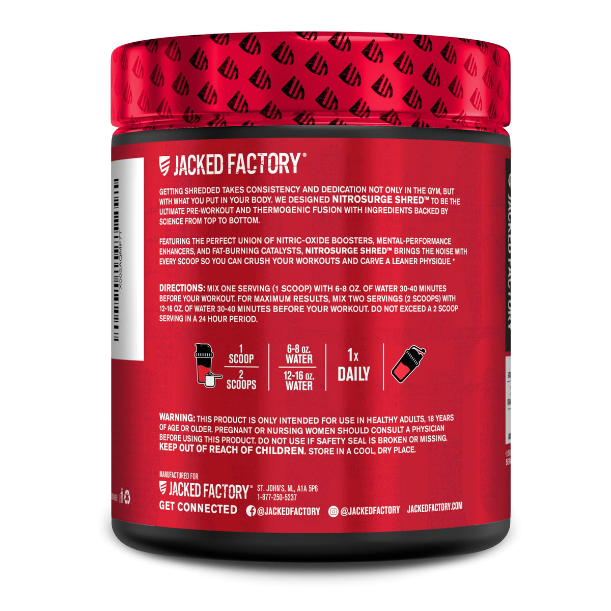 Jacked Factory NITROSURGE Shred Pre Workout Supplement - Energy Booster, Instant Strength Gains, Sharp Focus, Powerful Pumps - Nitric Oxide Booster & PreWorkout Powder - 30Sv, Fruit Punch