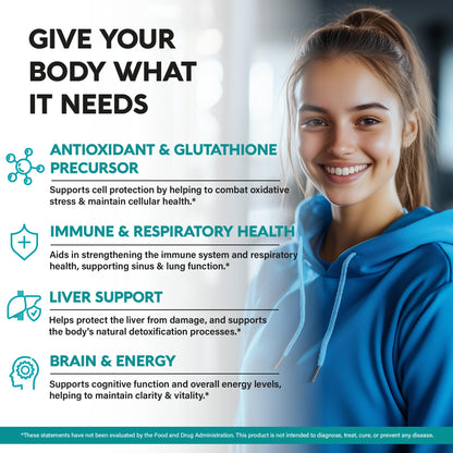NAC Supplement | Selenium | B6 | B12 - Antioxidant, Immune Support - N Acetyl Cysteine 600 mg per Capsule, 1200 mg per Serving - Lab Tested - Non-GMO, Gluten-Free, Vegan - 120 caps, 2 Month Supply