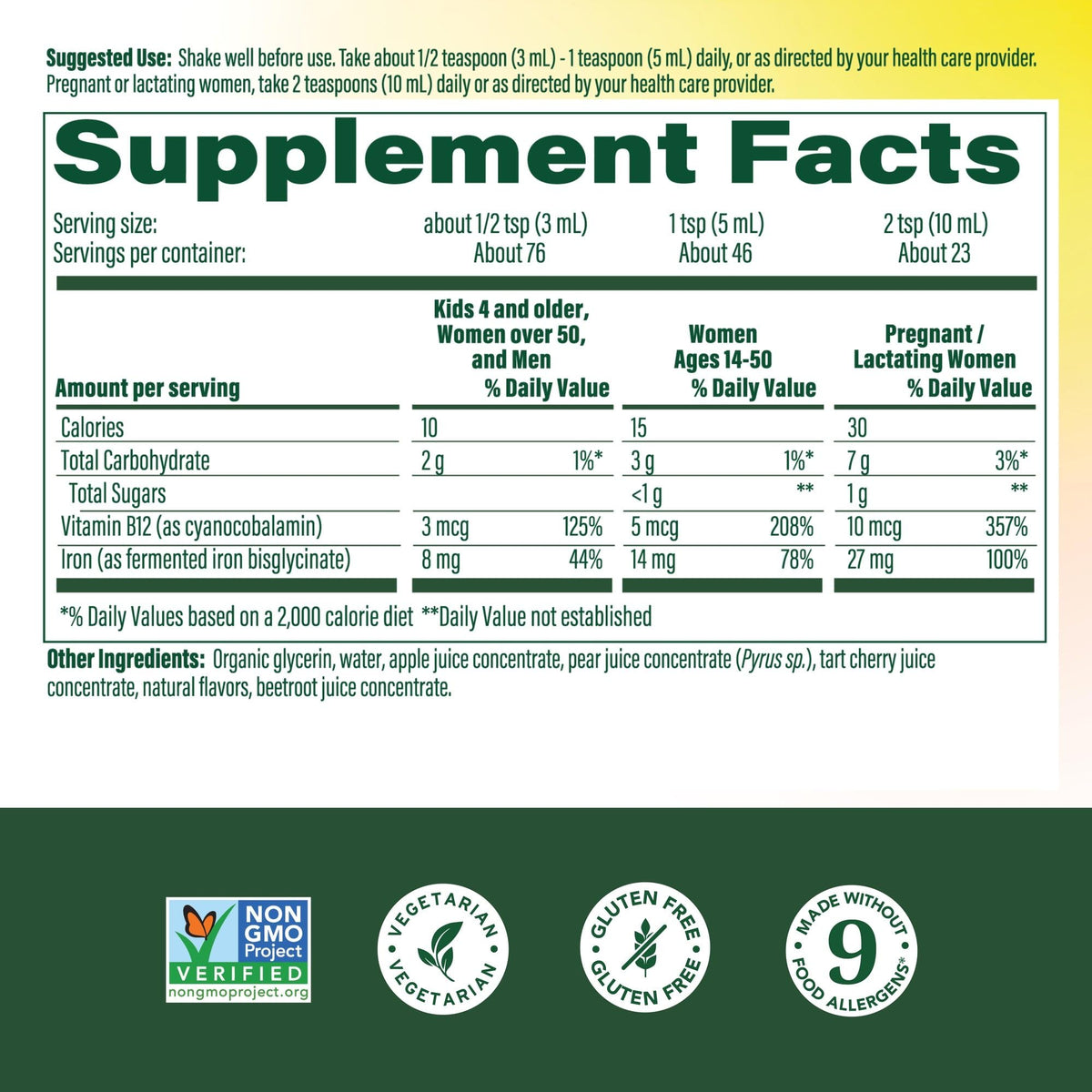 MegaFood Blood Builder Liquid Iron Supplement for Women, Men & Kids, Clinically Shown to Increase Iron Levels Without Constipation,