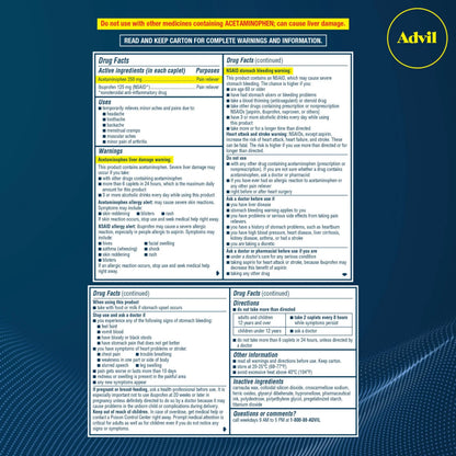 Advil Dual Action With Acetaminophen And Ibuprofen (2 Dose Equivalent) For 8 Hour Pain Relief, Coated 144 Ct Caplets And 2 Ct. Sample Of Advil PM AdvilBuy Supplements Australia