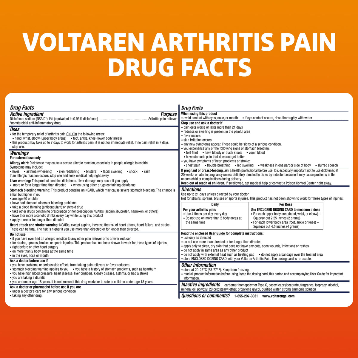 Voltaren Arthritis Pain Gel for Powerful Topical Arthritis Pain Relief with Diclofenac - NEW Easy Open Cap - 100 g Tube And 20 g Travel Size Tube VoltarenBuy Supplements Australia