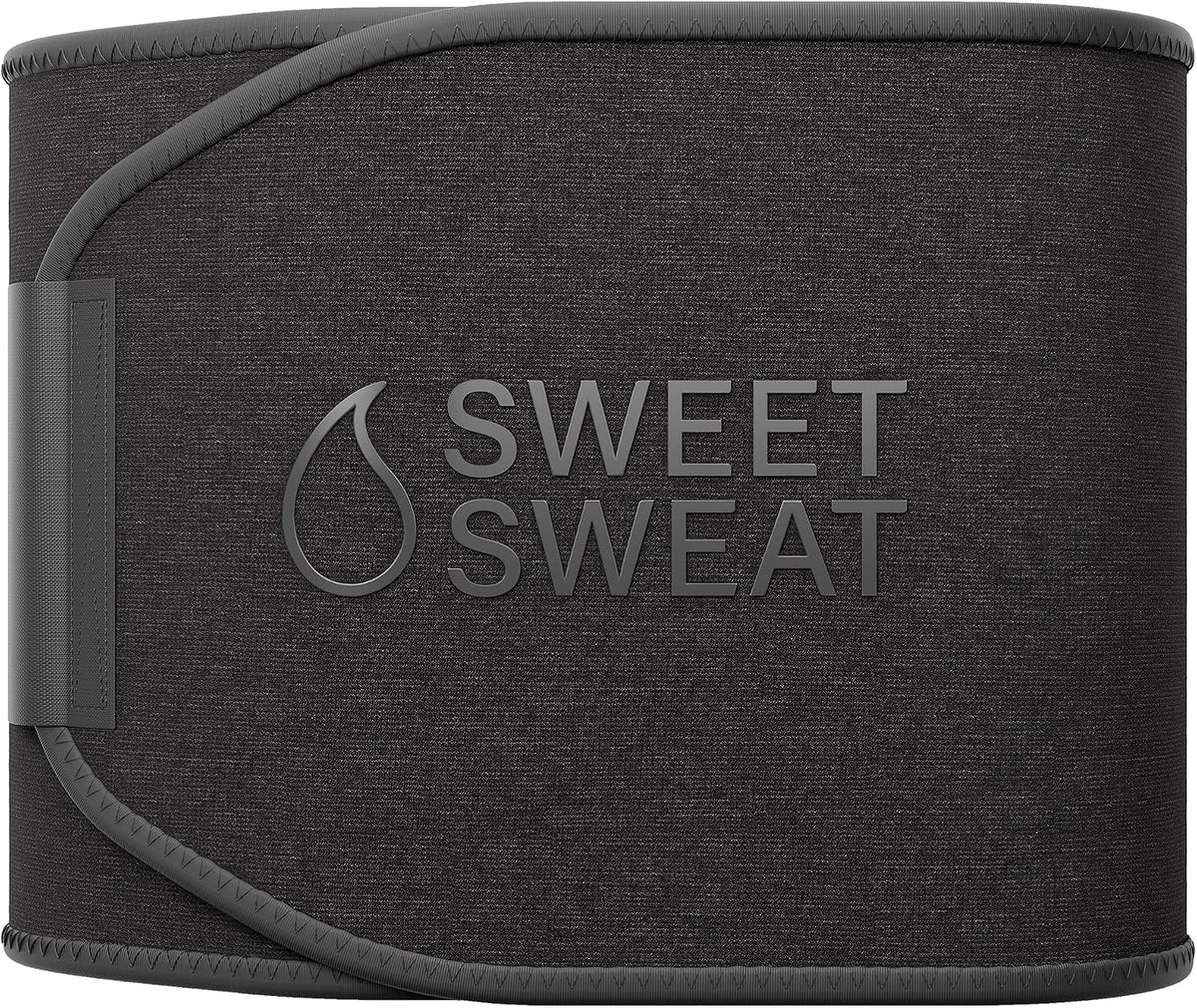 Sports Research Sweet Sweat Waist Trimmer (Core Series) - Premium Sweat Enhancing Fitness Band for Women & Men - Adjustable Fit · Latex-Free Neoprene - Matte Black, Medium