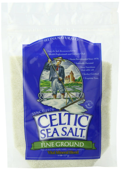 Celtic Sea Salt Fine Ground – Unrefined Mineral Salt, Sustainably Harvested, GMP Certified, Lab Tested – Baking, Cooking, Hydration, Everyday Use – 1 lb Resealable Bag